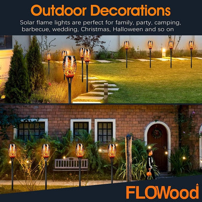 Outdoor Solar Garden Lights 6 - Pack 53 CM Tall Flickering Dancing Flame - Demuva