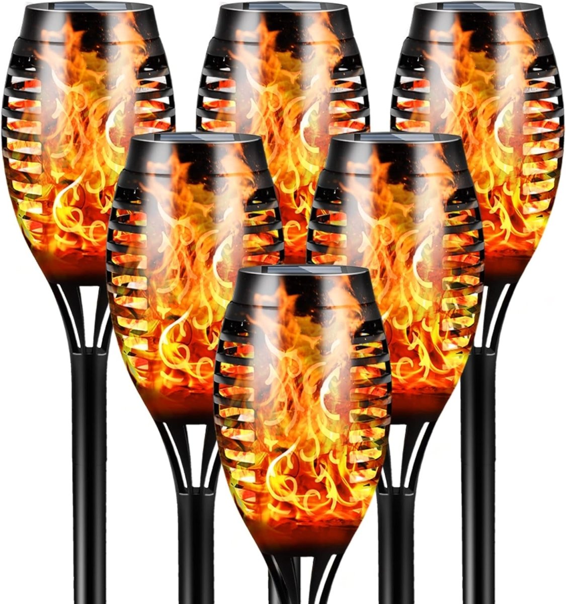 Outdoor Solar Garden Lights 6 - Pack 53 CM Tall Flickering Dancing Flame - Demuva