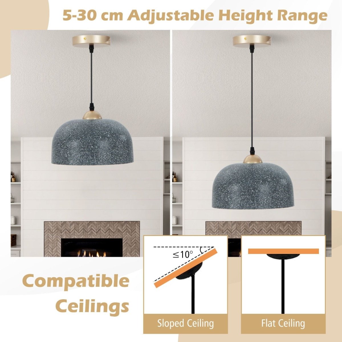 Pendant Light Fixture with Adjustable Hanging Cable and E27 Bulb Base - Demuva