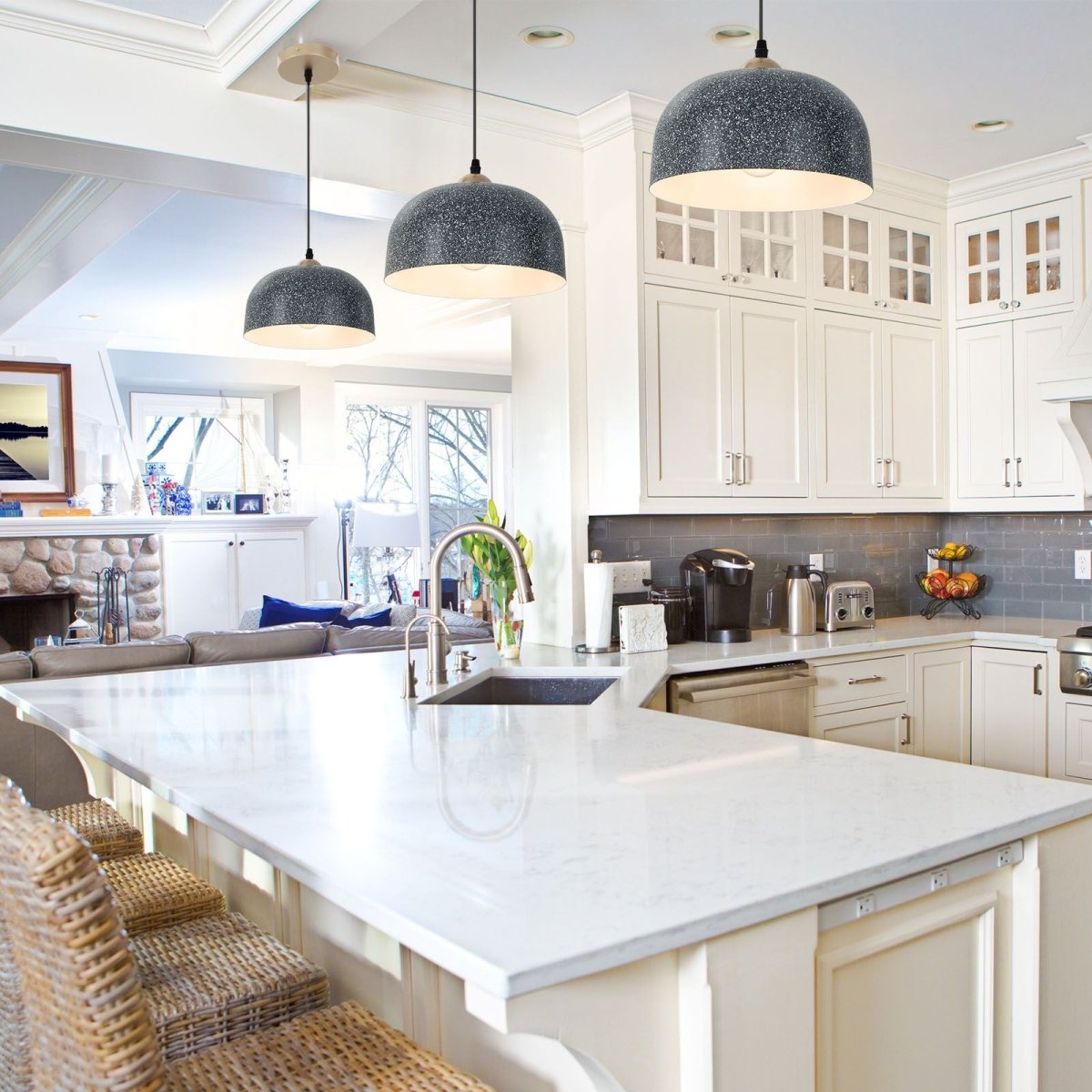 Pendant Light Fixture with Adjustable Hanging Cable and E27 Bulb Base - Demuva