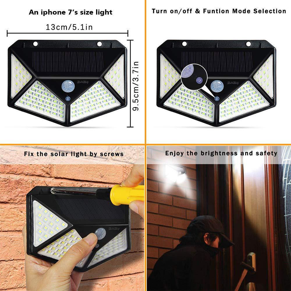 QuadraGuard 100 LED Solar Wall Light – PIR Motion Sensor, Waterproof & 4 - Sided Coverage - Demuva