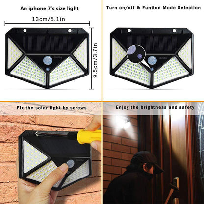 QuadraGuard 100 LED Solar Wall Light – PIR Motion Sensor, Waterproof & 4 - Sided Coverage - Demuva