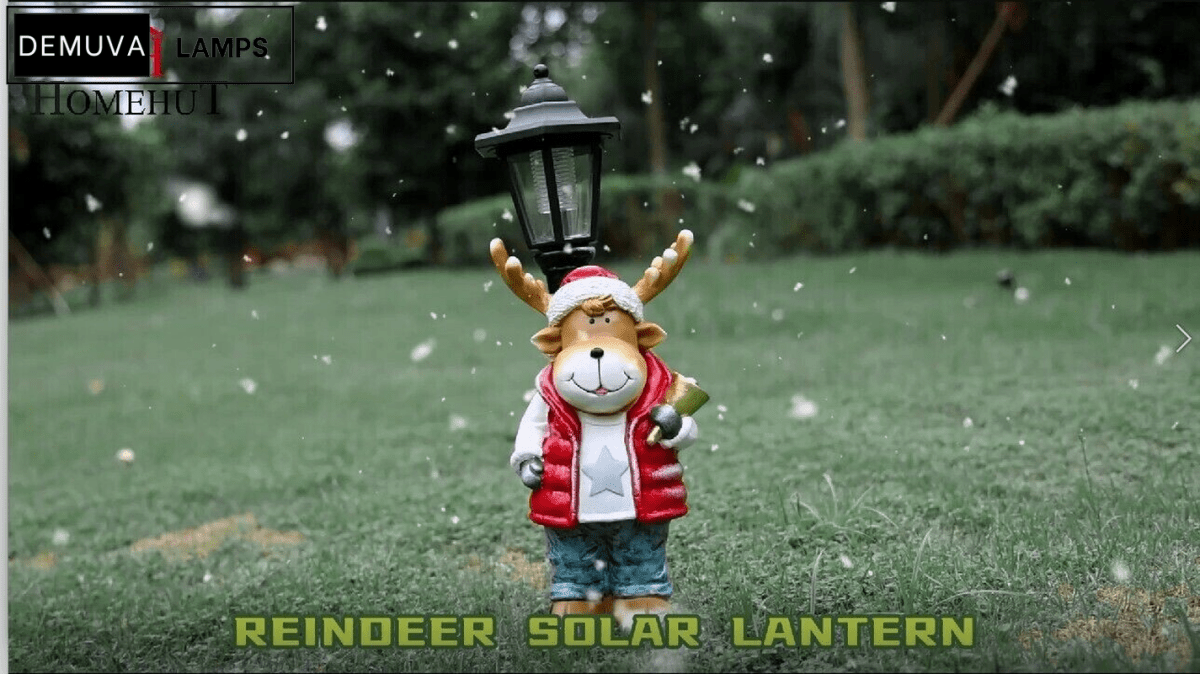 Reindeer Garden Ornament Solar Lamp Christmas Home Decor Gift - Demuva