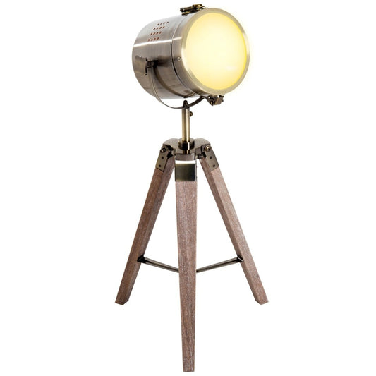 Vintage Tripod Table Desk Lamp with a chic copper finish and wooden base - Demuva
