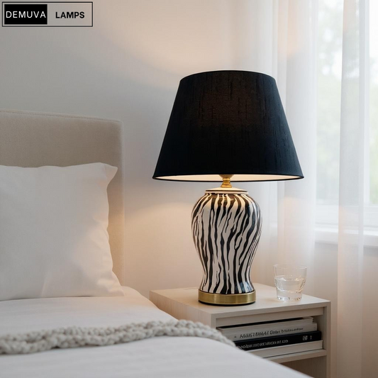 Illuminate your space with our stunning Modern Zebra Ceramic Table Lamp! 🦓✨ Perfect for your bedroom or hallway, this 64cm beauty features a chic drum black shade. #HomeDecor #LightingGoals