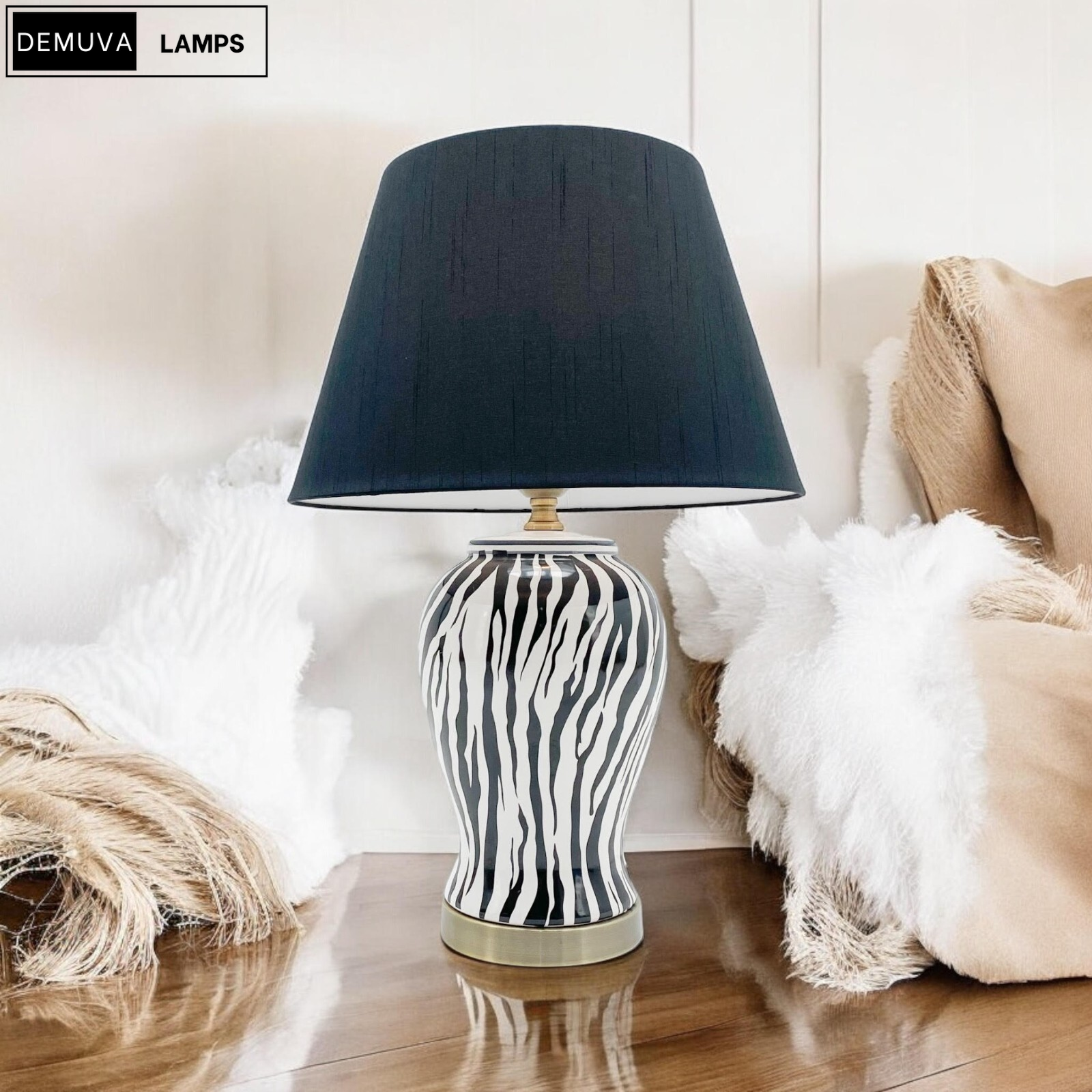 Illuminate your space with our stunning Modern Zebra Ceramic Table Lamp! 🦓✨ Perfect for your bedroom or hallway, this 64cm beauty features a chic drum black shade. #HomeDecor #LightingGoals