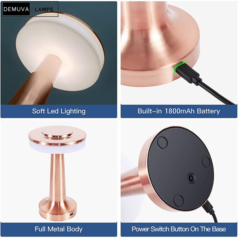 Rechargeable LED Night Light Touch Control & Dimmable Metal Table Lamp