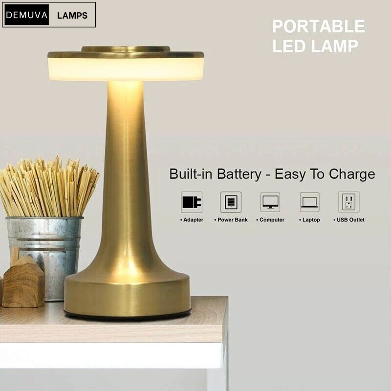 Rechargeable LED Night Light Touch Control & Dimmable Metal Table Lamp