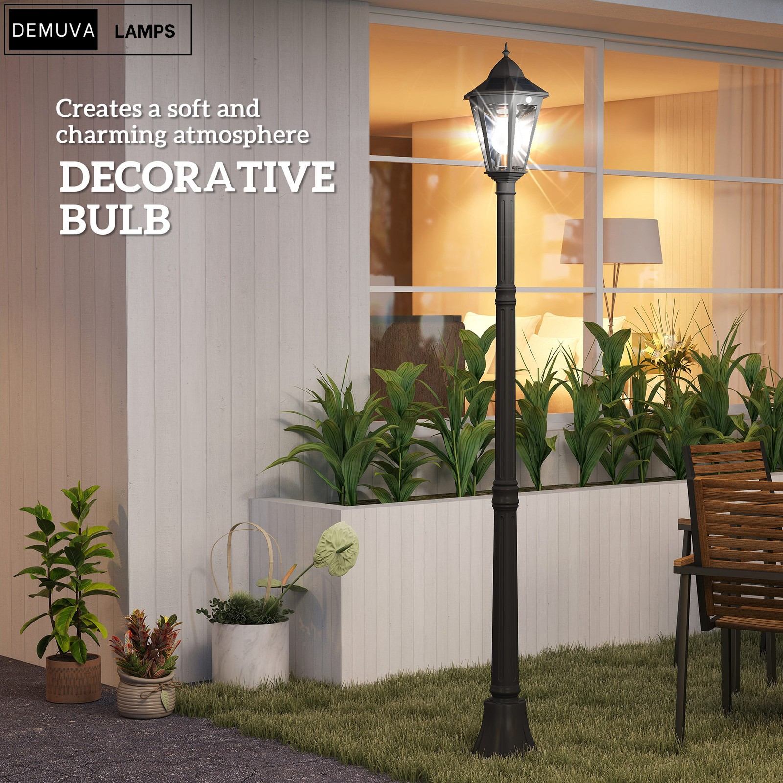 Solar-Powered Garden Lamp Post for Patios & Pathways