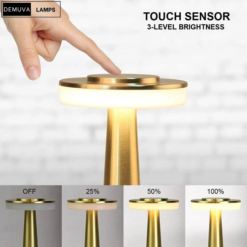 Rechargeable LED Night Light Touch Control & Dimmable Metal Table Lamp