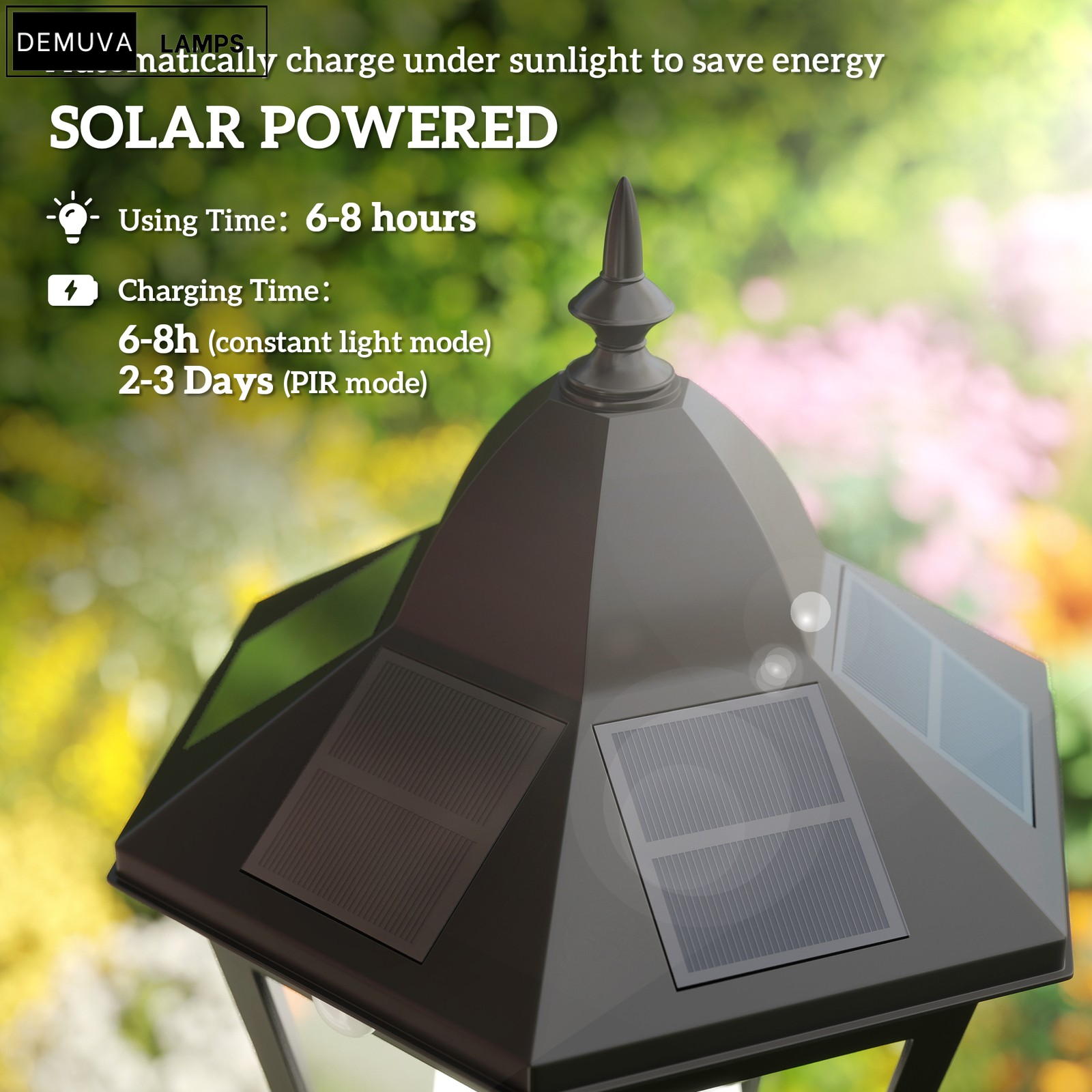 Solar-Powered Garden Lamp Post for Patios & Pathways