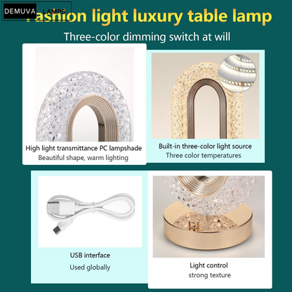 Stylish USB LED Crystal Table Lamp