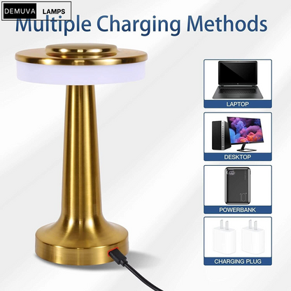 Rechargeable LED Night Light Touch Control & Dimmable Metal Table Lamp