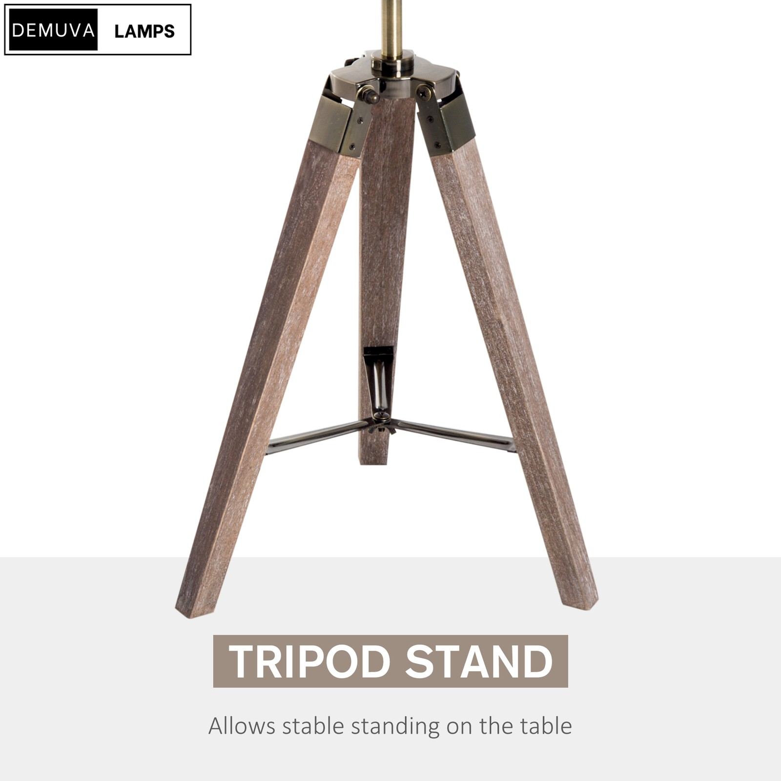 Vintage Tripod Table Desk Lamp with a stunning copper finish and wooden base